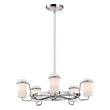 Avant 5 Light 22" Wide Pillar Candle Chandelier with Glass Cylinder Shades