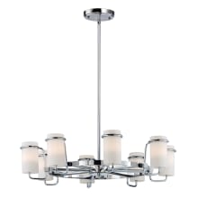 Avant 8 Light 25" Wide Pillar Candle Chandelier with Glass Cylinder Shades