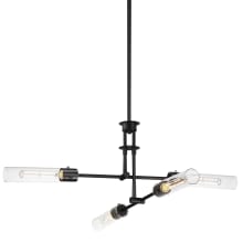 Equilibrium 4 Light 36" Wide Multi Light Pendant / Converts to Semi-Flush with Clear Glass Shades