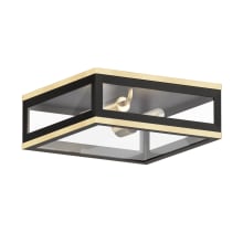 Neoclass 2 Light 13" Wide Flush Mount Square Outdoor Ceiling Fixture with Clear Glass Shade