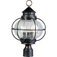 Portsmouth 16" Tall 3 Light Post Light with Seedy Glass Shade