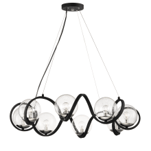 Curlicue 8 Light 35" Wide Chandelier with Glass Globe Shades
