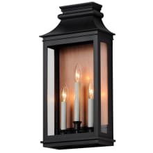 Savannah 3 Light 22" Tall Outdoor Wall Sconce with Clear Glass Shade