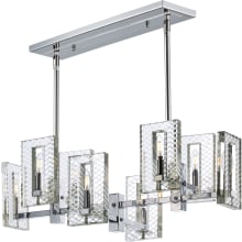 Suave 8 Light 34" Linear Chandelier with Optic Crystal Block Shades