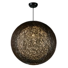 Bali Single Light 24" Wide Woven String Globe Pendant
