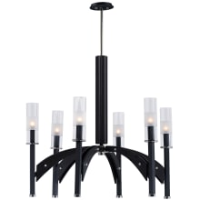 Merge 6 Light 29" Wide Chandelier with Glass Cylinder Shades