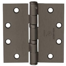 TA2314 Series 4-1/2" x 4-1/2" Standard Duty Ball Bearing Square Corner Mortise Door Hinge with Non Removable Pin - Single