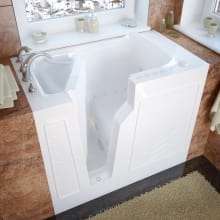 46" Fiberglass Air / Whirlpool Walk In Tub for Alcove, Corner, or Single Wall Installations with Left Drain, Drain Assembly, Overflow and 14" Panel
