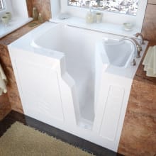 46" Fiberglass Soaking Walk In Tub for Alcove, Corner, or Single Wall Installations with Right Drain, Drain Assembly, Overflow and 14" Extension Panel