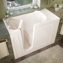 53" Fiberglass Air Walk In Tub for Alcove Installations with Left Drain, Drain Assembly, Overflow and 7" Extension Panel