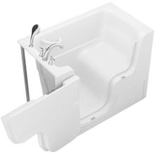 53" Fiberglass Soaking Walk In Tub for Alcove Installations with Left Drain, Drain Assembly, Overflow - Includes Fast Filling Faucet