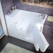 53" Fiberglass Air Walk In Tub for Alcove Installations with Right Drain, Drain Assembly, Overflow and 7" Extension Panel