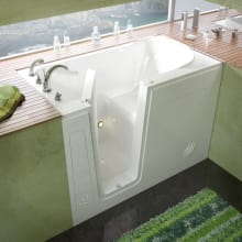 54" Acrylic Soaking Walk In Tub for Alcove Installations with Left Drain, Drain Assembly, Overflow and 6" Extension Panel