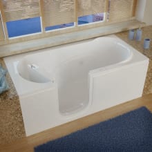 60" Acrylic Whirlpool Walk In Tub for Alcove Installations with Left Drain, Drain Assembly, and Overflow