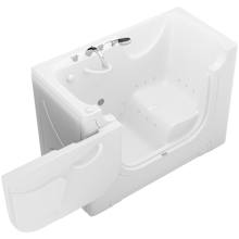 60" Fiberglass Air Walk In Tub for Alcove, Corner, or Single Wall Installations with Left Drain, Drain Assembly, Overflow, Aroma and Chroma Therapy