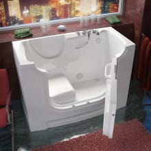 60" Fiberglass Air Walk In Tub for Alcove, Corner, or Single Wall Installations with Right Drain, Drain Assembly, and Overflow