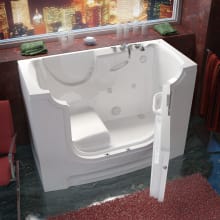 60" Fiberglass Whirlpool Walk In Tub for Alcove, Corner, or Single Wall Installations with Right Drain, Drain Assembly, and Overflow