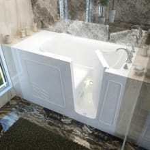 60" Fiberglass Whirlpool Walk In Tub for Alcove Installations with Right Drain, Drain Assembly, and Overflow