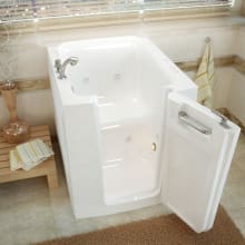 32" Acrylic Whirlpool Walk In Tub for Alcove, Corner, or Single Wall Installations with Right Drain, Drain Assembly, and Overflow
