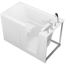 60" Acrylic Soaking Walk In Tub for Alcove Installations with Right Drain, Drain Assembly, and Overflow - Includes Fast Filling Faucet