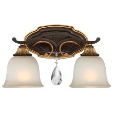 Chateau Nobles 2 Light 16" Wide Bathroom Vanity Light with Driftwood Glass Shades and Crystal Accents