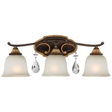 Chateau Nobles 3 Light 23" Wide Bathroom Vanity Light with Driftwood Glass Shades and Crystal Accents