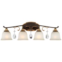 Chateau Nobles 4 Light 32" Wide Bathroom Vanity Light with Driftwood Glass Shades and Crystal Accents