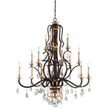 Chateau Nobles 15 Light 46" Wide Three Tier Candle Style Chandelier with Crystal Accents