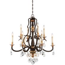 Chateau Nobles 10 Light 34" Wide Two Tier Candle Style Chandelier with Crystal Accents
