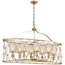 Victoria 8 Light 43" Wide Linear Chandelier with White Iris Glass with Clear Glass Flowerets