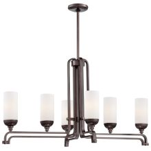 6 Light 1 Tier Linear Chandelier from the Industrial Collection