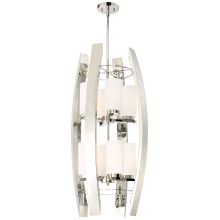 8 Light 18" Wide Pillar Candle Pendant with Etched Opal Glass Shades from the Glimrende Collection