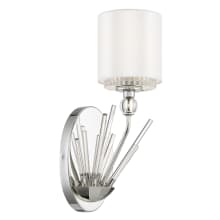 Sutton 16" Tall Robin Baron Wall Sconce with Silk and Ribbed Glass Shades