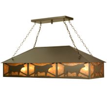 Nine Light Down Lighting Oblong Island / Billiard Fixture from the Steer Collection