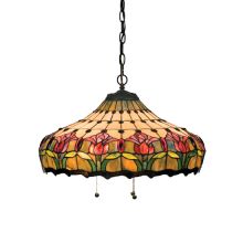 Stained Glass / Tiffany Down Lighting Pendant from the Colonial Tulip Collection
