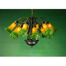 Lilies 12 Light Single Tier Chandelier with Tiffany Stained Glass Shades