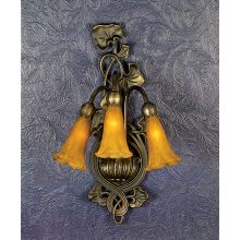 Lilies 11" Wide 3 Light Wall Sconce with Art Glass Shade