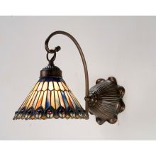 Jeweled Peacock 8" Wide Single Light Wall Sconce with Art Glass Shade