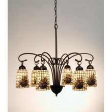 Stained Glass / Tiffany 6 Light Down Lighting Chandelier from the Pinecones Collection