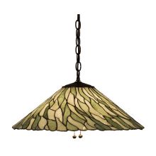 Stained Glass / Tiffany Down Lighting Pendant from the Jadestone Willow Collection