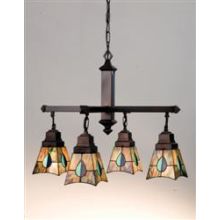 Stained Glass / Tiffany 4 Light Down Lighting Chandelier from the Mackintosh Bungalow Collection