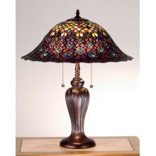 Stained Glass / Tiffany Accent Table Lamp from the Peacock Feather Collection