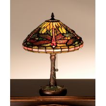 Stained Glass / Tiffany Accent Table Lamp from the Mosaic Dragonfly Collection