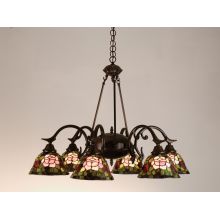 Stained Glass / Tiffany 6 Light Down Lighting Chandelier from the Fixtures Collection
