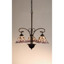 Stained Glass / Tiffany 3 Light Down Lighting Chandelier from the Daffodil Bell Collection