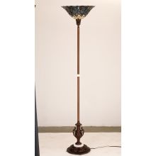 Stained Glass / Tiffany Torchiere Lamp from the Peacock Feather Collection