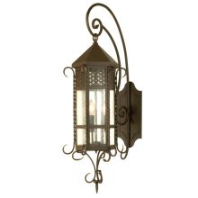 12" Wide 3 Light Lantern Wall Sconce with Seedy Glass Shade