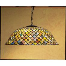 Stained Glass / Tiffany Down Lighting Pendant from the Tiffany Fishscale Collection