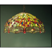 Stained Glass / Tiffany Down Lighting Pendant from the Hanginghead Dragonfly Collection