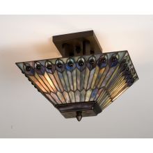 Stained Glass / Tiffany Semi-Flush Ceiling Fixture from the Jeweled Peacock Collection